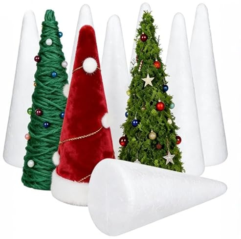 Happyyami Accesorios de Bricolaje, Conos de poliestireno, tamaño pequeño, Unidades, Espuma de poliestireno, para Manualidades, proyectos de Manualidades, árbol de Navidad, Mesa Central, de 24 Piezas