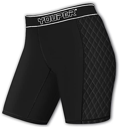 Youper Youth Girls Classic Compression Softball Sliding Shorts, Padded Softball Sliders, Black/White, Small