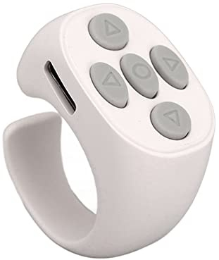 Telecomando Bluetooth Girapagina, Wireless Scroll Remote Ricaricabile, Ring Design per Tiktok (Bianco)