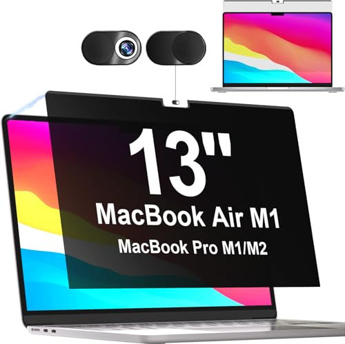 Filtro Privacy MacBook Magnetico Compatibile con MacBook Pro 13 Pollici(2016-2022, M1, M2) e MacBook Air 13 Pollici(2018-2021, M1), Anti Luce Blu Pellicola Protezione Della Privacy Filter Portatile