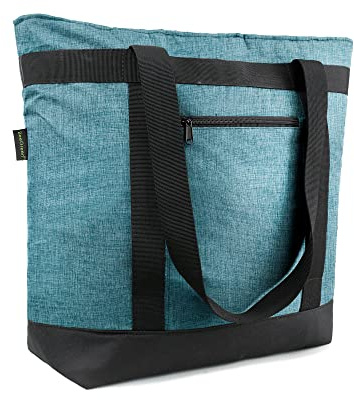 BeeGreen Cooler Bag Soft Insulated Tote for Beach Travel Grocery Shopping Lunch Portable Large Ice Coolers with Handle Hard Freezer Bags with Zippered Top Foldable Leakproof Delivery Totes Teal