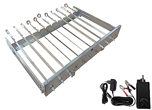 Neu walexo Spießdreher (universell), incl. 11 Edelstahlspieße mit verschiedenen Motoren (mit Motor 3-12V/10W (regelbar)
