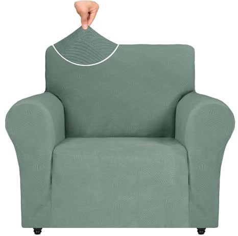 Ystyle Sesselbezug Stretch, Sessel Überzug, Sofabezug 1 Sitzer, Sofaschoner rutschfest, Sofa Überzug, Elastisch Couch Überzug Mit Armlehnen, Sofa Cover Sofahusse Sesselhusse, Hellgrün
