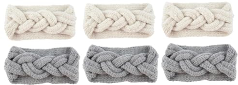 CALLARON 6stücke Mohair Stirnband Für Damen Warmes Geknotetes Crocheted Haarband Beige Und Kuscheliger Ohrenschutz Für Winter Für Lockige Frisuren