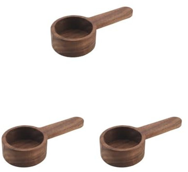 3 Set Classic Wood Coffee Measuring Scoop Spoon Tablespoon Baking Utensil Kitchen B, Black Wooden