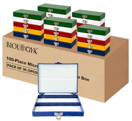 30 Stück Objektträger Mikroskop Box, Objektträger Aufbewahrungsbox, Box für Objektträger, Objektträger Kasten, Präparatekasten Mikroskop für 100 Objektträger, Schaumstoffeinlage