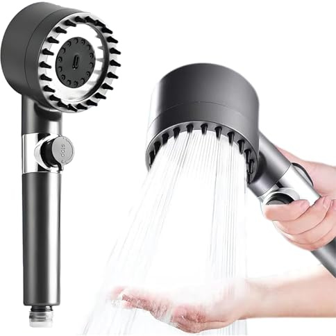 XUTONG Pommeau de Douche Haute Pression,Anti Calcaire Douchette Massant avec Stop,Douchette Haute Pression avec 3 Types de Jets,Spa/Massage Pomme de Douche
