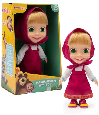 Giochi Preziosi Masha E Orso - Bambola Masha Alta 23 cm, personaggio Iconico Della serie Masha e Orso con vestizione estiva e Classico Foulard, adatta ai bambini più piccoli