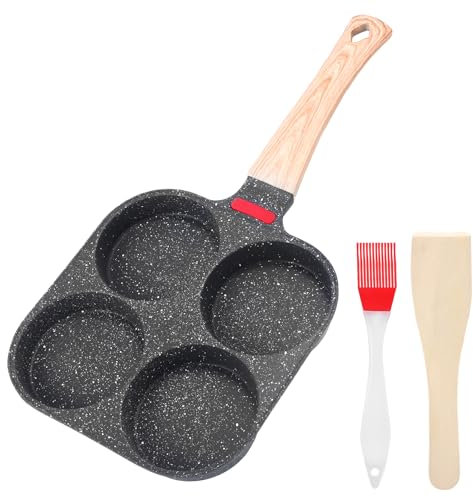 AIWMQYYF Egg Frying Pan, Non-Stick Omelette Pan Skillet, 4 Hole Egg Fried Burger Pancake Pan for Breakfast, Compatible with All Induction Stovetops,Made of Aliuminum