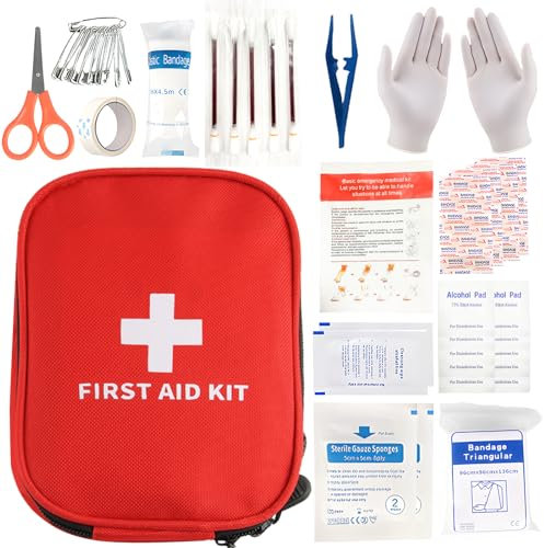 Kit di Pronto Soccorso Portatile 51 Pezzi,dellyy Mini kit Pronto Soccorso da Viaggio,Cassetta Pronto Soccorso,Set Kit Pronto Soccorso Moto Auto Per Casa Viaggio All'aperto Trekking e Campeggio
