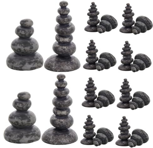 ibasenice 20pcs Vintage Resin Rockery Stone Tower Ornaments Zen Meditation Stones Japanese Garden Decor Balancing Rock Statues Fish Tank Accessories
