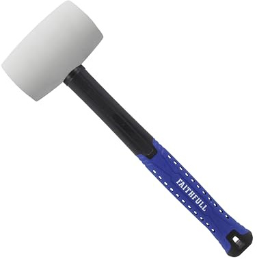 Faithfull White Rubber Mallet 680g (24oz) – Non-Marking Rubber Head with High-Strength Fibreglass Shaft & Ergonomic Grip for Assembly, Flooring & Non-Damaging Striking Tasks