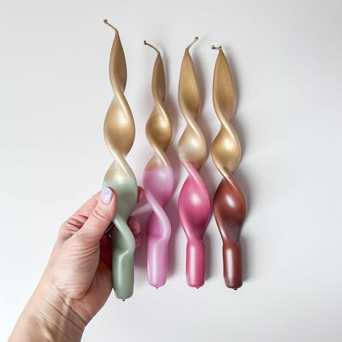 MADAM ERLE - 4er-Set dip dye Kerzen | CURLY EEVEN | handgemachte Weihnachtsedition | wunderschön auf dem Adventskranz |