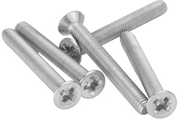 M4 (4mm x 50mm Inc Head) Pozi Countersunk Machine Screws - BZP Steel (Pack of 20)