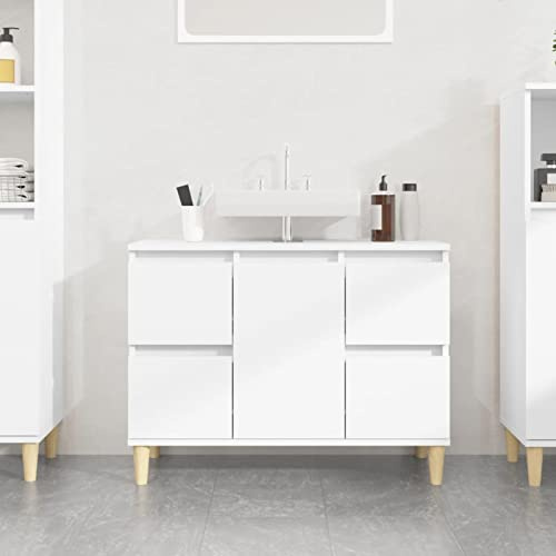 Gecheer Mobile Lavabo Bianco 80x33x60 cm in Legno Multistrato