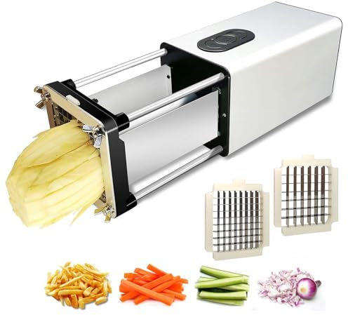 Cortador eléctrico de Patatas Fritas, Picador de Verduras Multifuncional con Cuchillas de 2 tamaños Cortador eléctrico Multifuncional de Verduras, Control de Llave, para Patatas, Zanahorias, pepinos