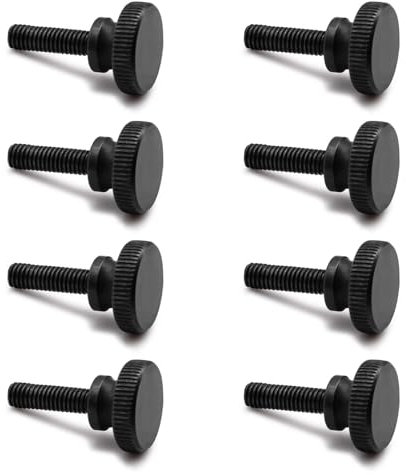 Tornillo Moleteado,Paquete de 8 Tornillos Moleteados Altos, Tornillos M6 × 20 mm, Tornillos Moleteados Planos, para Dispositivos Mecánicos, Instrumentación, Electrodomésticos,Negro
