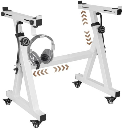 OUUTMEE Klavierständer in Z-Form, Ständer für Digitalpiano, höhenverstellbar und breit, mit 4 Rädern, geeignet für elektrische Tastaturen mit 54-88 Tasten (weiß)