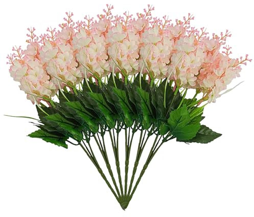 Künstlicher Glyzinien-Blumenstrauß aus künstlicher Hyazinthe für Zuhause, Garten, Innen- und Außenbereich, Friedhofszäune, Dekoration, Glyzinien-Dekorationen (Rosa, Einheitsgröße), 6 Stück