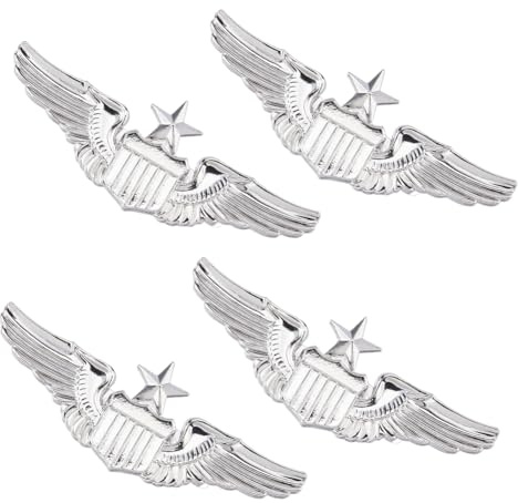 SUPERFINDINGS 4 Stück Flügelpin Wing Pilot Abzeichen Piloten Kostüm Reversnadel Legierung Brosche Luftwaffe Flügelpin Pilotenflügelpin Aviator Flügelpin Für Hut Hemd Uniform Piloten Kostüm