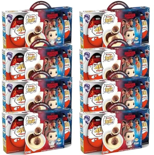 8X Paquete de 8 para Kinder Joy Edición Stranger Things, paquete de 8 con 3 huevos sorpresa cada uno, edición especial de Netflix, 60 g