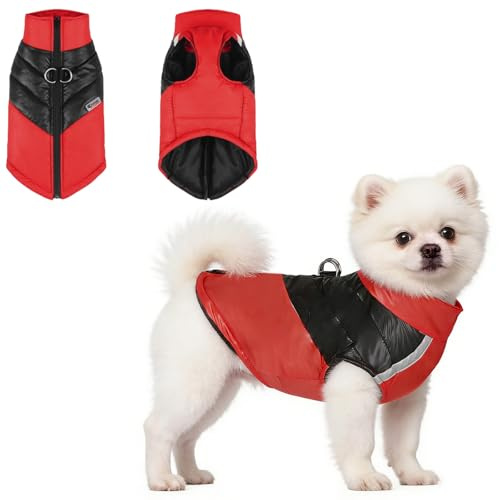Abrigo Invierno Perro, Abrigo Impermeable para Perros Resistente al Viento | Chaleco Pequeño para Chaqueta para Tiras Reflectantes Seguras para Perros Pequeñas, Medianas