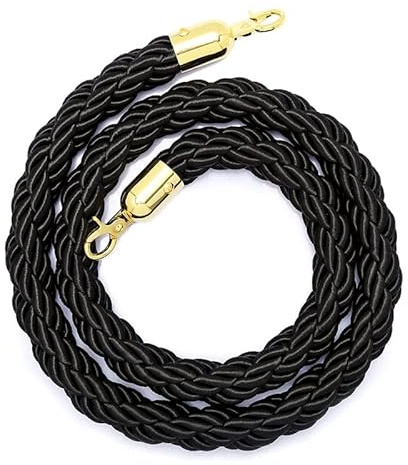 Hängande hampa Flätat Stångrep, Hemmabio Crowd Queue Barriär Twist Rep,(Black,1M/3.2Ft)