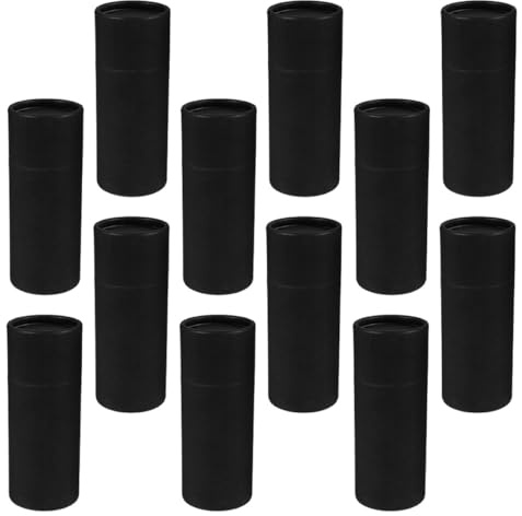 FELTECHELECTR 12pcs Black Paperboard Tubes 30ml round Essential Oil Bottle Packaging Boxes with Protective and Versatile Usage for Home and Hotel Gift Packaging