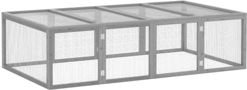 PawHut Conigliera gabbia per conigli da esterno e interno 2 porte superiori 181L x 100l x 48H cm legno massello grigio