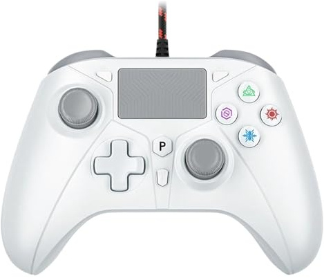 HBPYOLW Compatibile con controller di gioco cablato PS5/PS4/PC - Turbo, gamepad joystick a doppia vibrazione(WHITE)