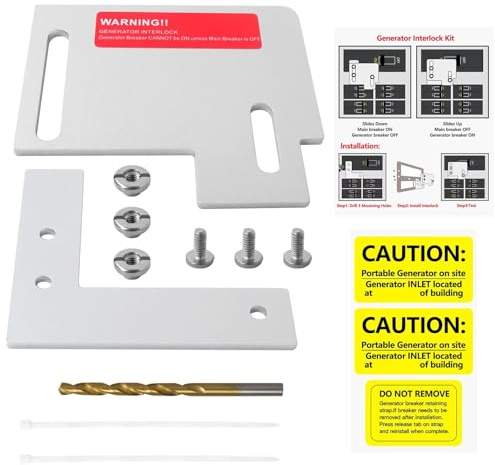 Smaeti Generator Interlock Kit Compatible for Eat-on Cut-ler Hammer CH Series, for TAN Breaker 150 and 200 amp Panels, Horizontal Electrical Interlock, 1-1/2 in Spacing Between Main Branch Breaker