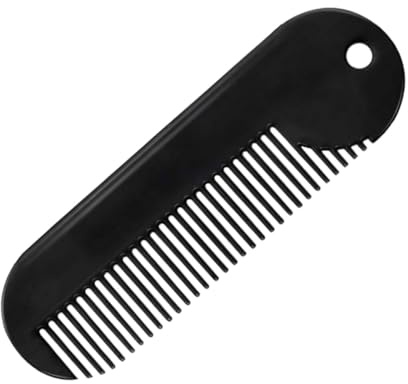 Bartkamm aus Zinklegierung, Tragbar, Rostfrei, für Männer | Kleiner Format für Salon und Unterwegs, zum Kämmen und Formen von Bart Sowie Haar, Schwarz