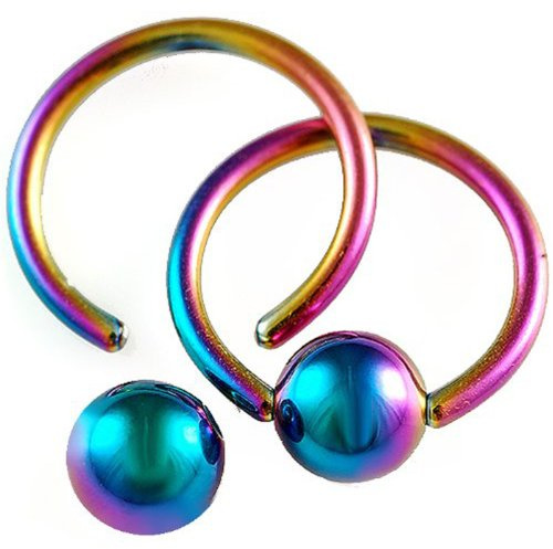 AEIO Lot de 2 piercings en acier pour sourcil, lèvre, tragus, oreille Calibre 16 1,2 mm 10 mm