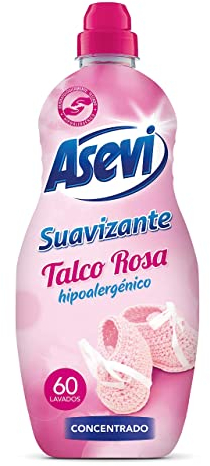 Asevi Suavizante Hipoalergénico Concentrado para Ropa Talco Rosa - Dermatológicamente Testado y Apto para Pieles Sensibles y Delicadas - Sin Colorantes ni Conservantes - 60 Lavados