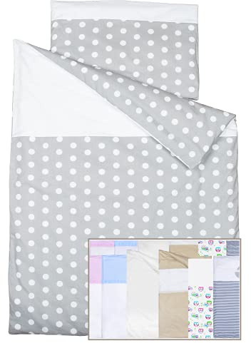 Vizaro Baby Bettwäsche Set 90x120cm + Kissenbezug 30x60cm Für Kinderwiege 60x120cm - 100% Reine Baumwole Weiße Tupfen