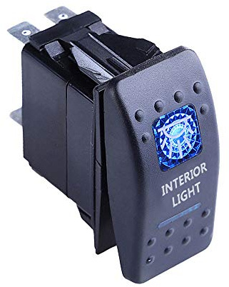 Mintice Vehículo 12V 20A LED Azul Interruptor de Palanca Basculante Luz Impermeable Interruptor Botón Pulsador Conmutador Coche 5 Pin Interior Light