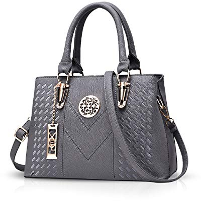 NICOLE & DORIS Sac à Main pour Femme Elégant Sac à Bandoulière Sac Classique Sacs Portés Main en Cuir PU Sac Travail Pochette Mode Sac Epaule Gris