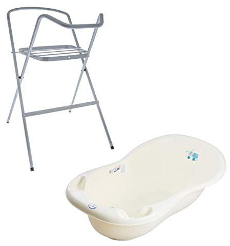 Baignoire bébé thermomètre intégré 102 cm Jaune Dog and Cat Avec pied