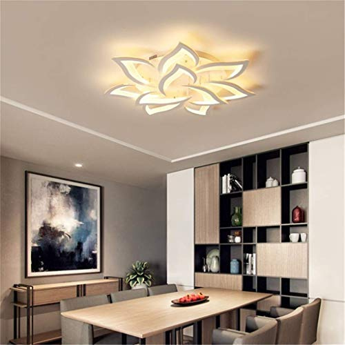 JIAODIE LED-Deckenleuchte Moderne Deckenlampe Kreative Blumenform Design Metall Acryl Blütenblätter Esszimmerlamp Schlafzimmer Wohnzimmer Deckenlicht(10heads/Ø85CM)