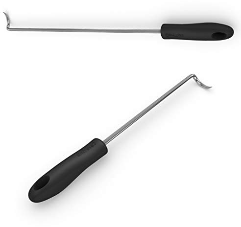 Cave Tools Nourriture et crochet à viande pour griller, retourner et retourner les légumes et viandes, barbecue et fumoir, accessoire pour gaucher, grand (43,2 cm) + petit (30,5 cm)