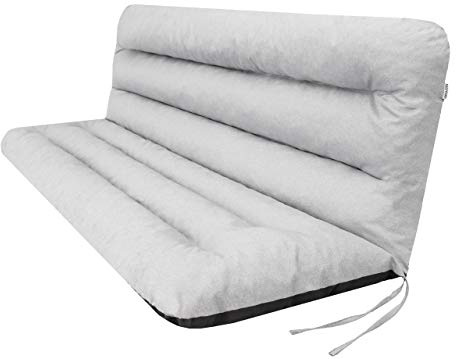 PillowPrim Cojín para columpio de Hollywood, cojín para banco de jardín, cojín para banco, cojín de asiento y respaldo, cojín de jardín, ancho del asiento de 180 cm, color gris ceniza