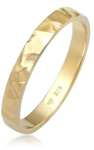 Elli Ring Damen Band Basic Fein Gehämmert Trend in 925 Sterling Silber