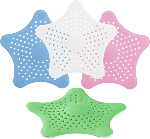 Norhogo Lot de 4 filtres d'évier en silicone avec 5 ventouses puissantes pour salle de bain, baignoire et cuisine