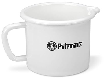 Petromax Emaille Milchtopf Schwarz, 1,4l Kasserolle für Induktion & Feuer | Robuster Stieltopf mit Ausgießer & Skala, kratzfest, für Camping & Outdoor-Küche, Gas & Elektro, leicht zu reinigen