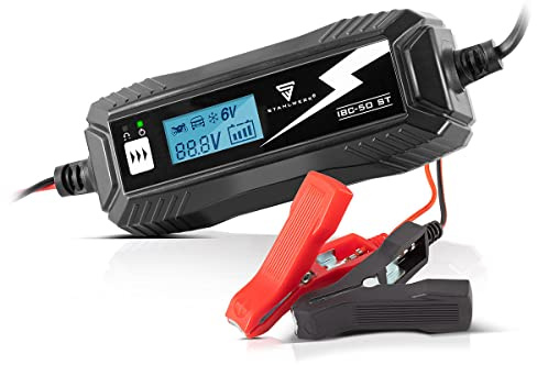 STAHLWERK Batterieladegerät IBC-50 ST mit Mikroprozessor und 4 Lademodi für 6V/12V AGM, VRLA, MF, SLA und GEL-Batterien | Intelligentes Ladegerät für Auto und Motorrad