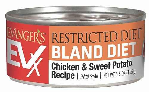 Evanger's EVX Restricted Diet Bland Recipe Canned Cat Food – 24 Count, 5.5 oz Each – Chicken & Sweet Potato in Broth – Simple Recipe with Smooth Texture