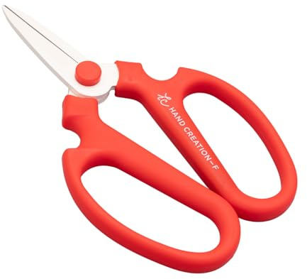 Japanese Floral Scissors – SAKAGEN Hand Creation Flower Shears for Floral Design, Ikebana & Gardening, Made in Japan, Large Size Model F-180 (Red)