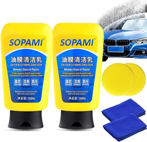 Sopami Autobeschichtungsspray, Autoglas-Ölfilm entfernen, Sopami Autowachs-Polierspray schnell beschichten, Autokeramikbeschichtung wasserlos waschen (Emulsion*2)