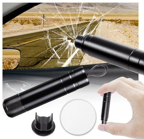 Dauoary Safehammer-säker hammare glaskrossare, 2 i 1 hammardex bil fönster brytare bil säkerhet hammare fönster glas krossare och säkerhetsbälte fräs nödfall