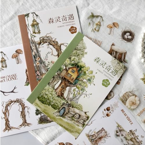Arpaper Sticker Scrapbooking Zubehör Journal Sticker Set 20 Blätter Dekorationen für Bullet Journal Scrapbooking, Alben, Notizblöcke, Mobiles(Forest Sticker 1)